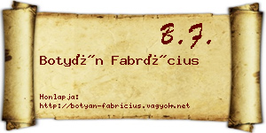 Botyán Fabrícius névjegykártya